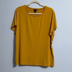 East 5th Essentials Women's Mustard Short Sleeve Crew Neck Top 2X